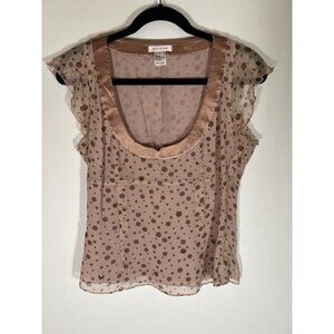 Deb-el-yu Vintage Y2K pink scoopneck silk chiffon fairy sequined top sz L